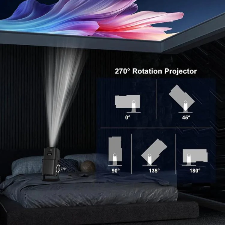 HY320 Mini Android 11 Portable 4K HD Projector With WiFi 6, Bluetooth, 180-Degree Rotation, Wireless Screen Mirroring EU Plug - Image 3