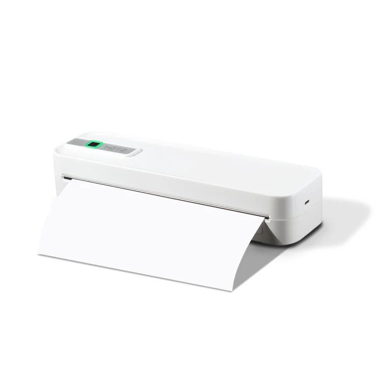 HZTZ A4RJ 200dpi Wireless Rechargeable Thermal Printer Supports 2-inch to 8.5-inch Paper for PDF, Files, Images, and Tattoo Paper White