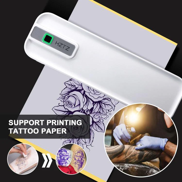 HZTZ A4RJ 200dpi Wireless Rechargeable Thermal Printer Supports 2-inch to 8.5-inch Paper for PDF, Files, Images, and Tattoo Paper White - Image 2