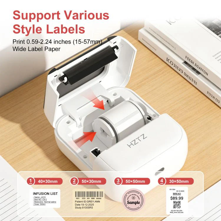 HZTZ C50 Portable Label Printer & Mini Tattoo Stencil Machine 2 Inch Inkless Thermal Label Maker(White) - Image 4