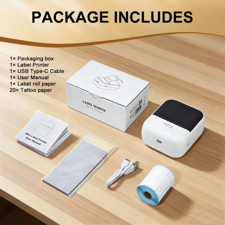 HZTZ C50 Portable Label Printer & Mini Tattoo Stencil Machine 2 Inch Inkless Thermal Label Maker(White) - Image 8