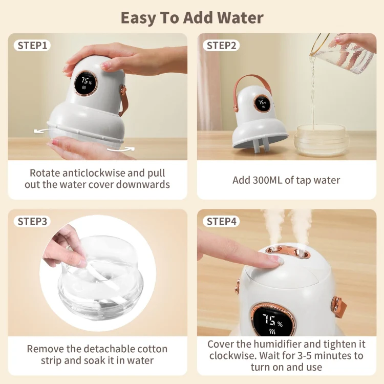 ICARER FAMILY IF-JS01 USB Charging Desktop Night Light Dual-spray Humidifier, Color: Beige (Digital) - Image 8