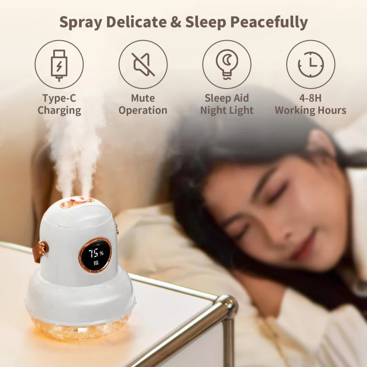 ICARER FAMILY IF-JS01 USB Charging Desktop Night Light Dual-spray Humidifier, Color: White (Doll) - Image 6