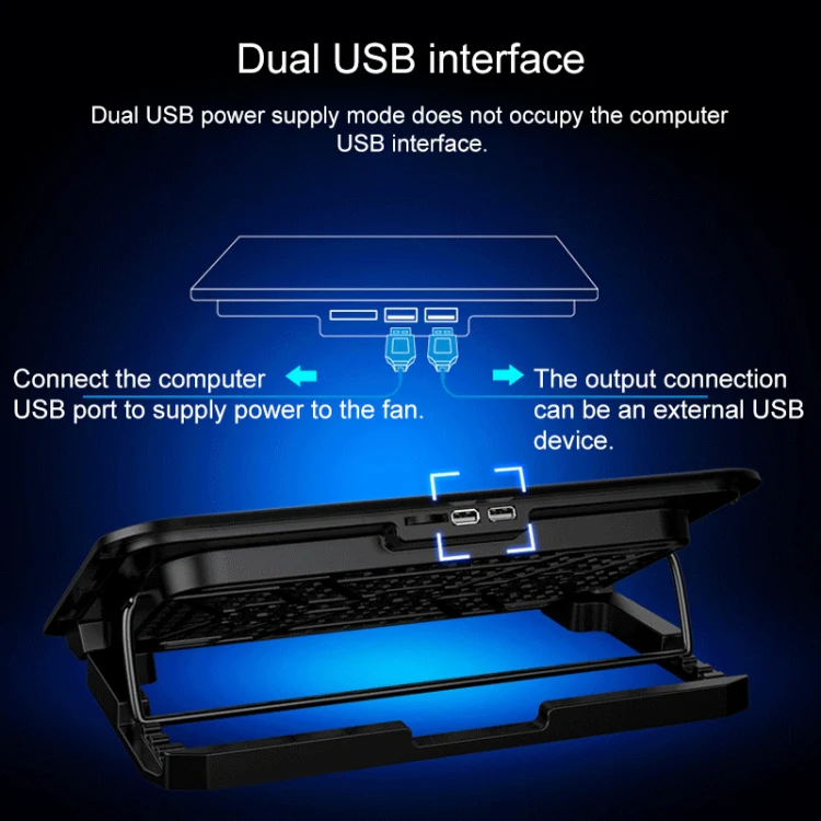 ICE COOREL Notebook Computer Base Speed Control Silent Six-fan Cooling Holder Cooling Rack, Style: Premium Edition(Lvory) - Image 5