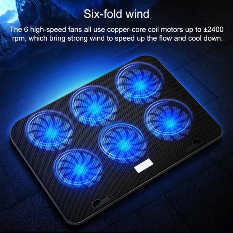 ICE COOREL Notebook Computer Base Speed Control Silent Six-fan Cooling Holder Cooling Rack, Style: Premium Edition(Lvory) - Image 9
