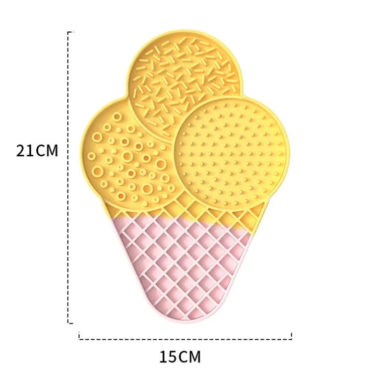 Ice-Cream Silicone Pet Licking Tray Cats And Dogs Anti-Choking Slow Eating Pad(Yellow) - Image 3