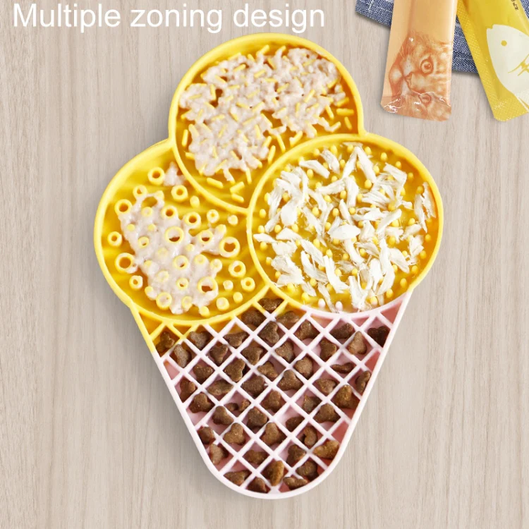 Ice-Cream Silicone Pet Licking Tray Cats And Dogs Anti-Choking Slow Eating Pad(Yellow) - Image 7