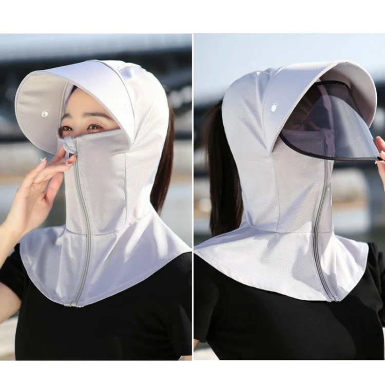 Ice Silk Sun Shade Hat Summer Face Mask Hat Cycling Sun Hat, Size: One Size(Sky Blue) - Image 4