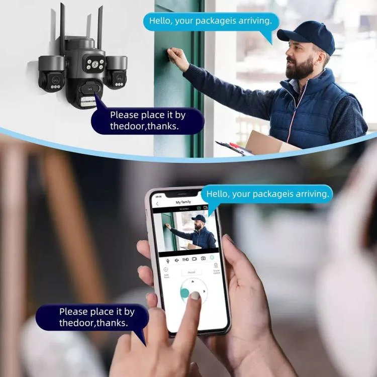 ICSee Triple-Lens 3MP Wireless WiFi Security Camera, Three-Screen Panoramic PTZ IP Camera with Full-Color Night Vision, Power Plug:US Plug(Black) - Image 11