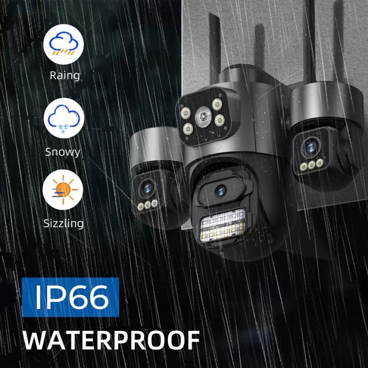 ICSee Triple-Lens 3MP Wireless WiFi Security Camera, Three-Screen Panoramic PTZ IP Camera with Full-Color Night Vision, Power Plug:US Plug(Black) - Image 9