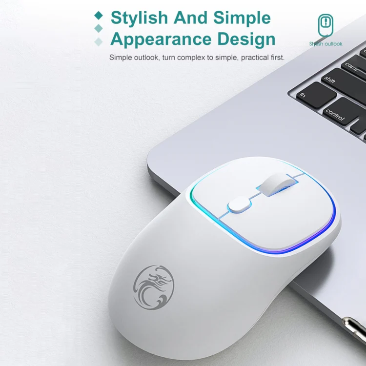 iMICE W-618 Rechargeable 4 Buttons 1600 DPI 2.4GHz Bluetooth Silent Wireless Mouse for Computer PC Laptop (Pink) - Image 4