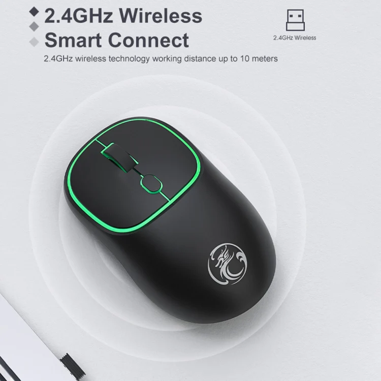 iMICE W-618 Rechargeable 4 Buttons 1600 DPI 2.4GHz Silent Wireless Mouse for Computer PC Laptop (Milk Tea) - Image 6