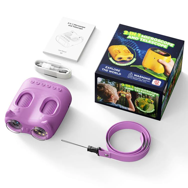 inskam 387 2MP 2-inch Display 2-in-1 Kids Digital Microscope & Binocular Telescope(Purple) - Image 5