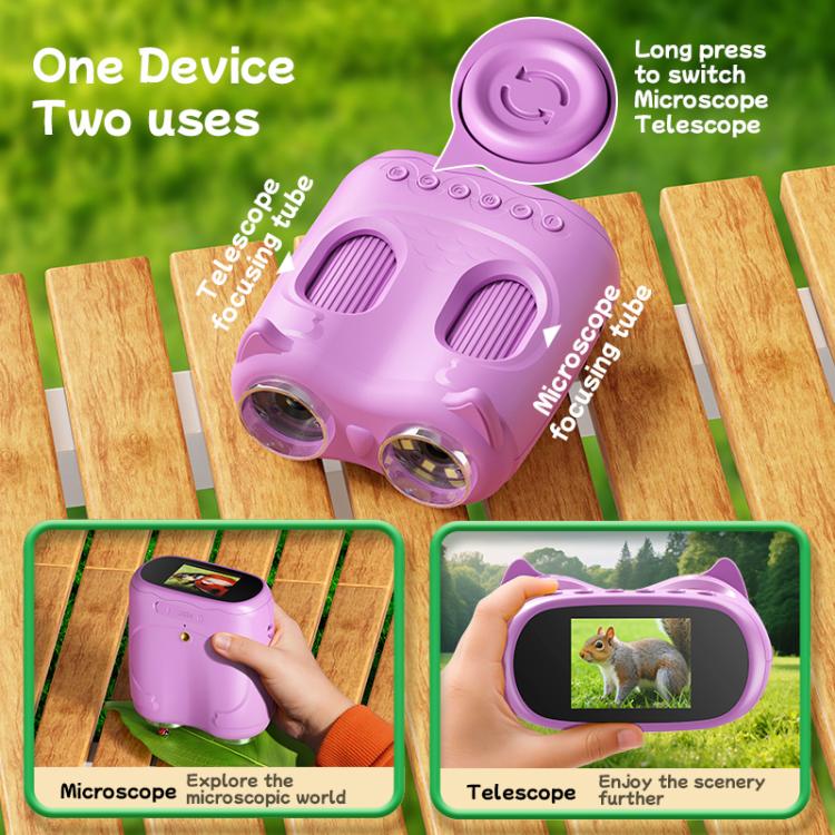 inskam 387 2MP 2-inch Display 2-in-1 Kids Digital Microscope & Binocular Telescope(Purple) - Image 7