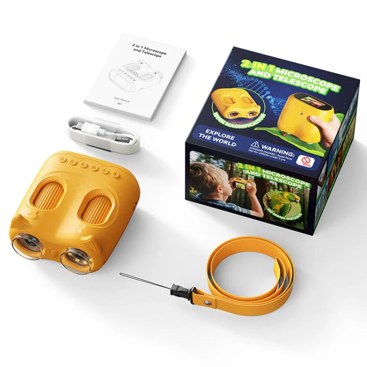 inskam 387 2MP 2-inch Display 2-in-1 Kids Digital Microscope & Binocular Telescope(Yellow) - Image 5