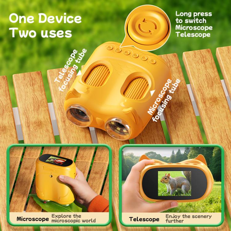 inskam 387 2MP 2-inch Display 2-in-1 Kids Digital Microscope & Binocular Telescope(Yellow) - Image 7