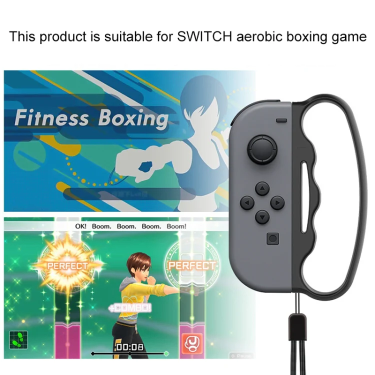 iPlay Small Handle Boxing Grip Gamepad Grip with Strap for Switch Joy-Con(Black) - Image 6