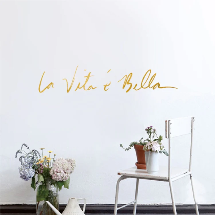 Italian Beautiful Life Decorative Wall Stickers, Size:65x13cm(Gold) - Image 2