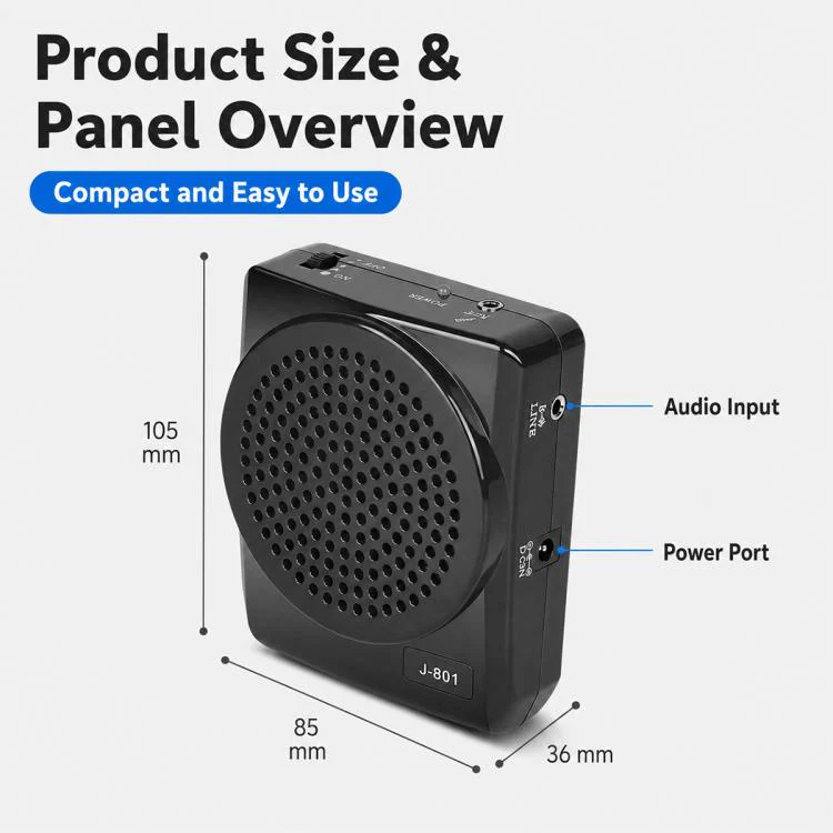 J-801 Portable Waist Hanging Microphone Teaching Voice Amplifier(UK Plug) - Image 10