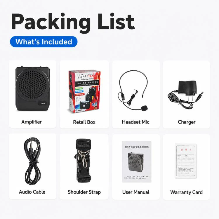 J-801 Portable Waist Hanging Microphone Teaching Voice Amplifier(UK Plug) - Image 12