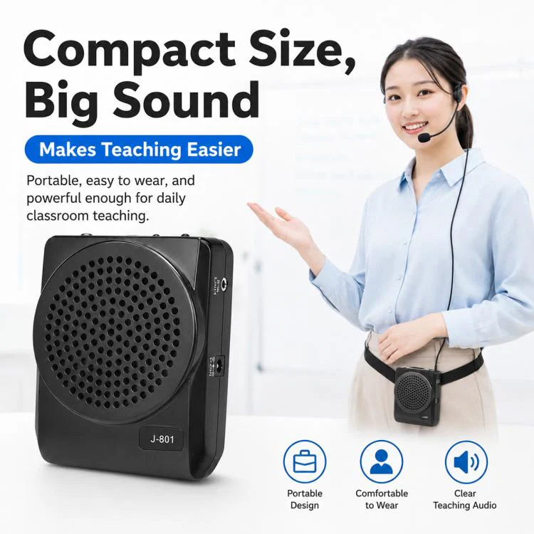 J-801 Portable Waist Hanging Microphone Teaching Voice Amplifier(UK Plug) - Image 2