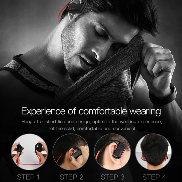 J2 Bluetooth 4.2 Binaural Hanging Type Wireless Sports Bluetooth Earphone, Built-in Memory (Gold) - Image 16