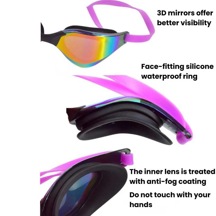 JAZERO Adult Racing Anti-Fog HD Swimming Goggles, Outdoor Training Glasses For Men Women(Electroplated Purple) - Image 5