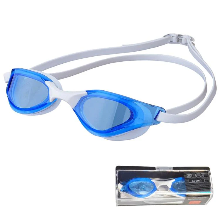 JAZERO Adult Racing Anti-Fog HD Swimming Goggles, Outdoor Training Glasses For Men Women(Transparent Blue White)