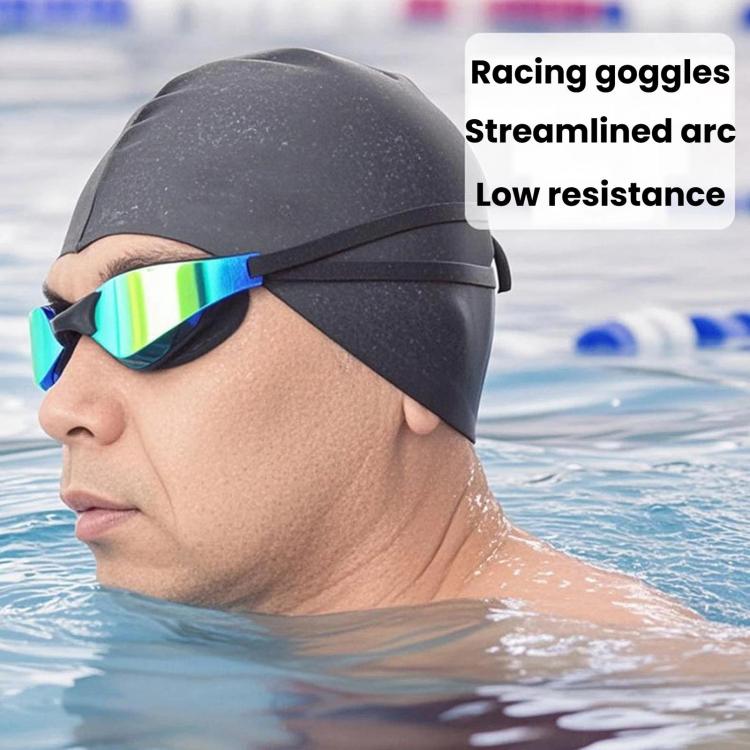 JAZERO Adult Racing Anti-Fog HD Swimming Goggles, Outdoor Training Glasses For Men Women(Transparent Blue White) - Image 2