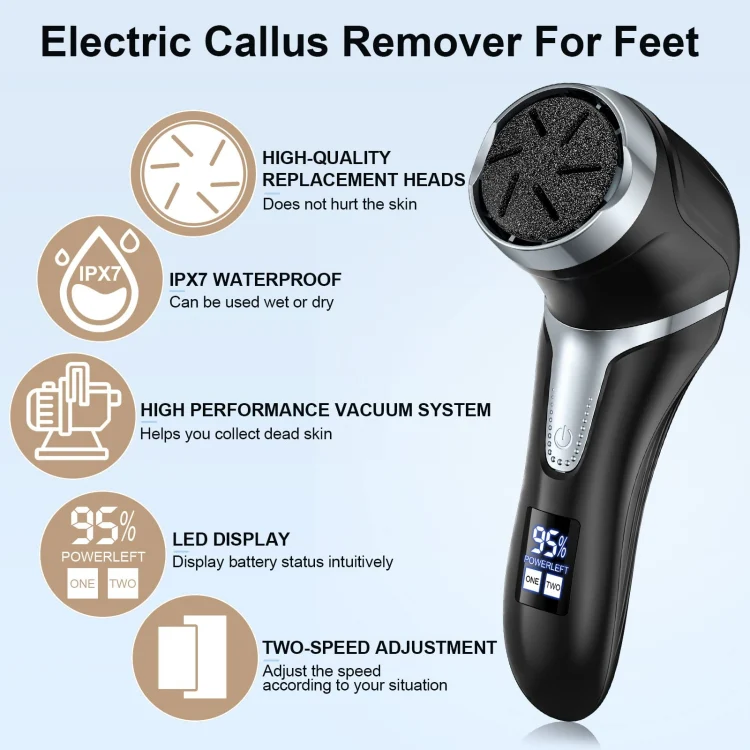 JD-510 Rechargeable Electric Foot Callus Remover with Vacuum Cleaner White - Image 2