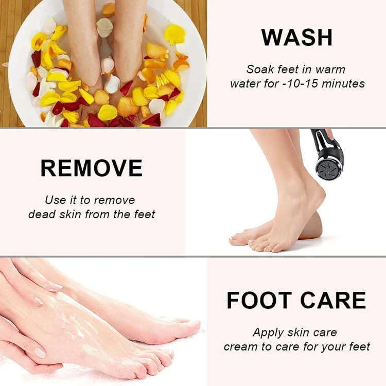 JD-510 Rechargeable Electric Foot Callus Remover with Vacuum Cleaner White - Image 7