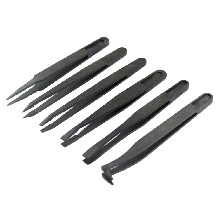 JF-S6in1 6 in 1 Anti-static Carbon Fiber Straight and Curved Tip Tweezers(Black) - Image 3