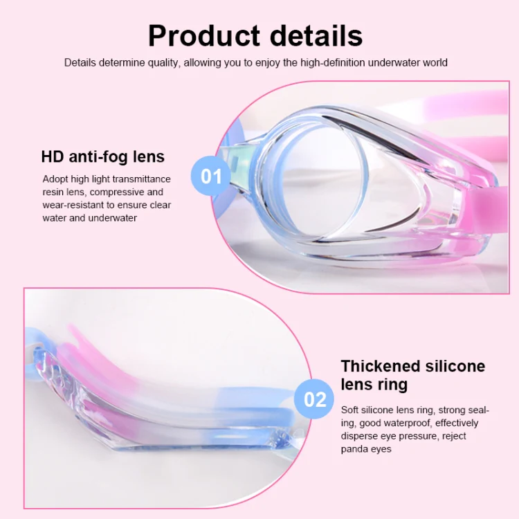 JIEHU JH8102 4 in1 Women HD Transparent Anti-fog Waterproof Swimming Glasses Swimming Cap Set(Black) - Image 5