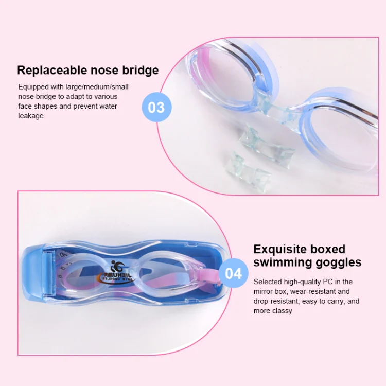 JIEHU JH8102 4 in1 Women HD Transparent Anti-fog Waterproof Swimming Glasses Swimming Cap Set(Blue) - Image 6