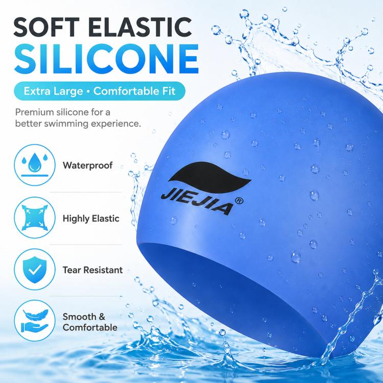 JIEJIA Extra Large Elastic Waterproof Silicone Swim Cap(MC1013) - Image 5