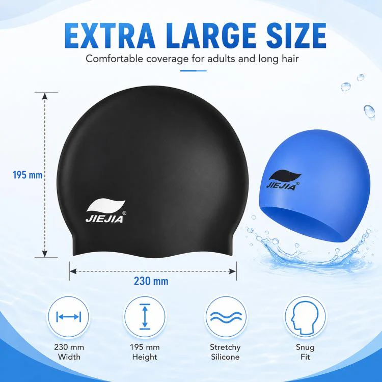 JIEJIA Extra Large Elastic Waterproof Silicone Swim Cap(SC804) - Image 3
