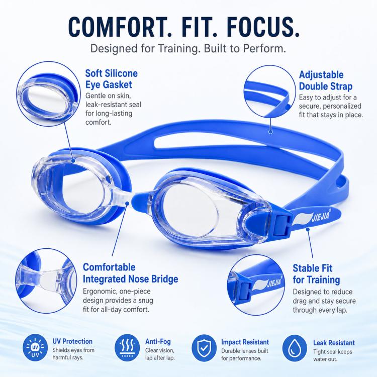 JIEJIA High-Definition Plain Waterproof Anti-fog Swimming Goggles(Red White AH100) - Image 3