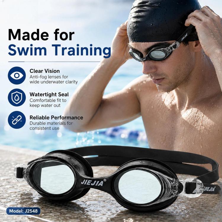 JIEJIA High-Definition Waterproof and Anti-Fog Silicone Swimming Goggles(Black) - Image 5