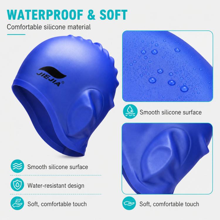 JIEJIA Swimming Silicone Ear-Protecting Swimming Cap With Earplugs And Nose Clip(Pink) - Image 5