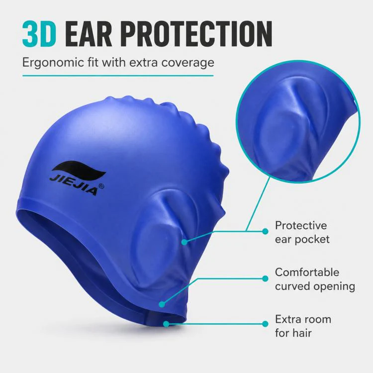 JIEJIA Swimming Silicone Ear-Protecting Swimming Cap With Earplugs And Nose Clip(Pink) - Image 6