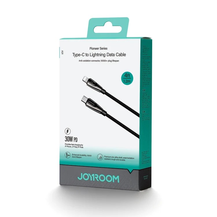 JOYROOM SA31-CL3 30W USB-C/Type-C to 8 Pin Fast Charge Data Cable, Length: 1.2m(Black) - Image 8