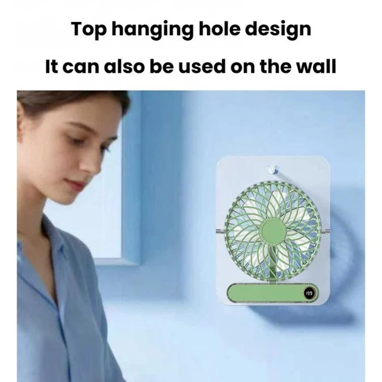JP-08 Ultra-Thin Desktop Mini Fan Quiet Transparent Digital Display Fan For Office Desk(Green) - Image 11