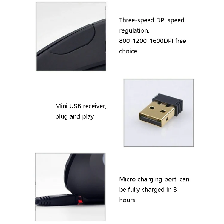 JS-5D 6 Keys 2.4G Ergonomic Vertical Mouse Cross-Border Wireless Charging Mouse(Wireless Charging Type) - Image 5