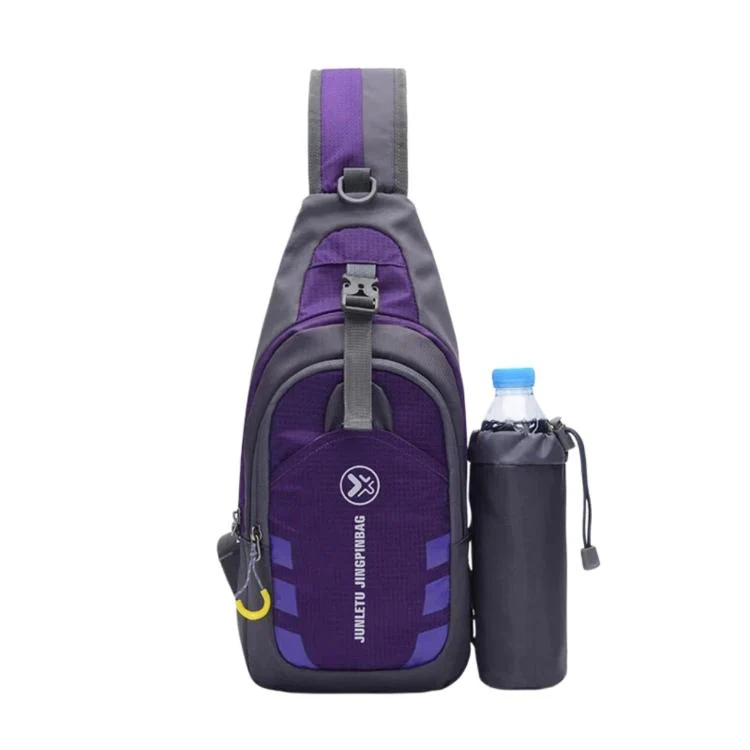JUNLETU 1028 Outdoor Water Bottle Chest Pack Nylon Waterproof Travel Shoulder Bag(Purple)