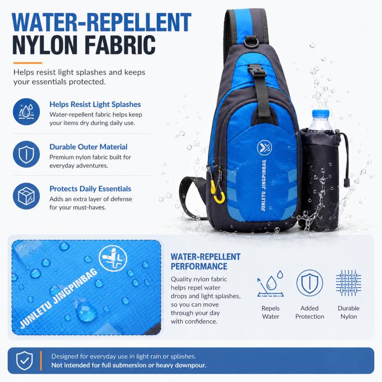 JUNLETU 1028 Outdoor Water Bottle Chest Pack Nylon Waterproof Travel Shoulder Bag(Purple) - Image 4