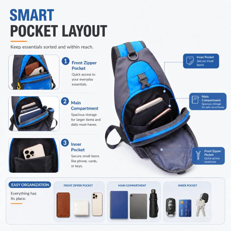 JUNLETU 1028 Outdoor Water Bottle Chest Pack Nylon Waterproof Travel Shoulder Bag(Purple) - Image 7