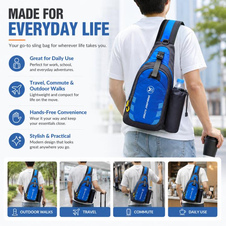 JUNLETU 1028 Outdoor Water Bottle Chest Pack Nylon Waterproof Travel Shoulder Bag(Purple) - Image 8