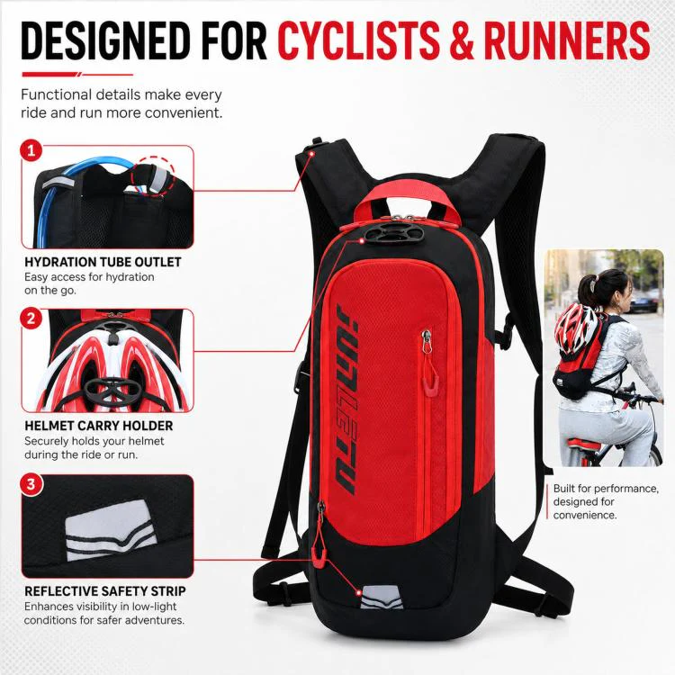 JUNLETU Hiking Trail Running Mountaineering Backpack Running Fitness Outdoor Cycling Hydration Pack(Black) - Image 8