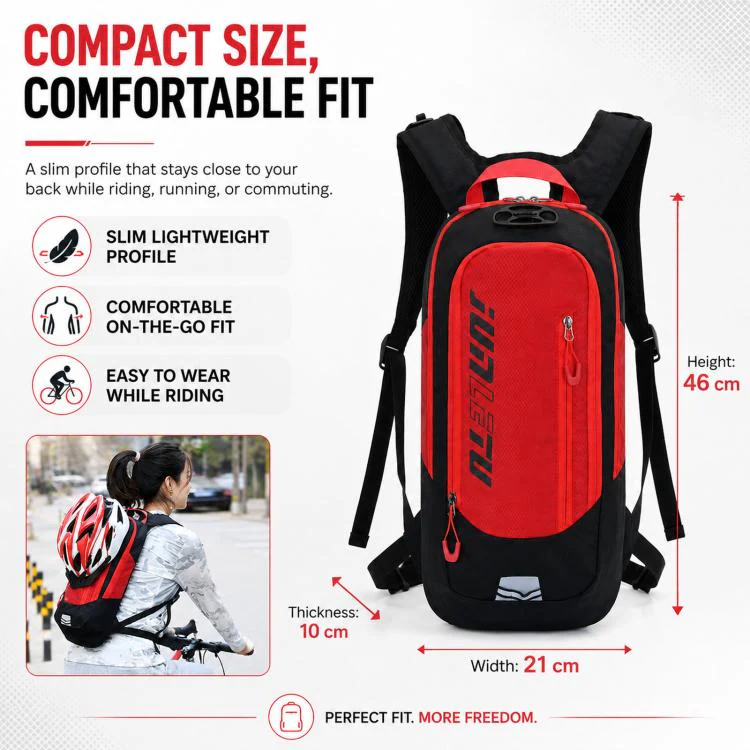 JUNLETU Hiking Trail Running Mountaineering Backpack Running Fitness Outdoor Cycling Hydration Pack(Black Red) - Image 3