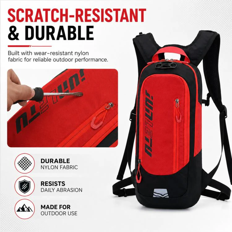 JUNLETU Hiking Trail Running Mountaineering Backpack Running Fitness Outdoor Cycling Hydration Pack(Black Red) - Image 5